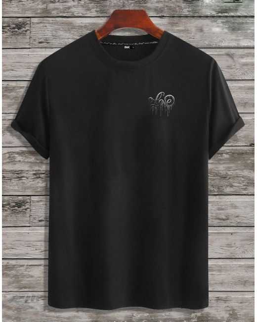 Rmk T- Shirt kurzarm Rundhals Basic Liebe mit "Love" Print aus Baumwolle in Black für Herren