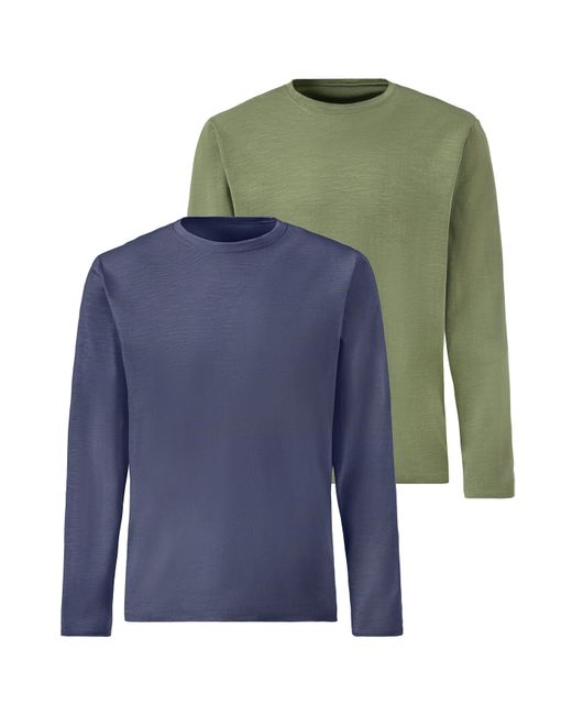 John Devin Langarmshirt (Packung, 2-tlg., 2er-Pack) in hochwertiger slub-yarn Qualität in Green für Herren