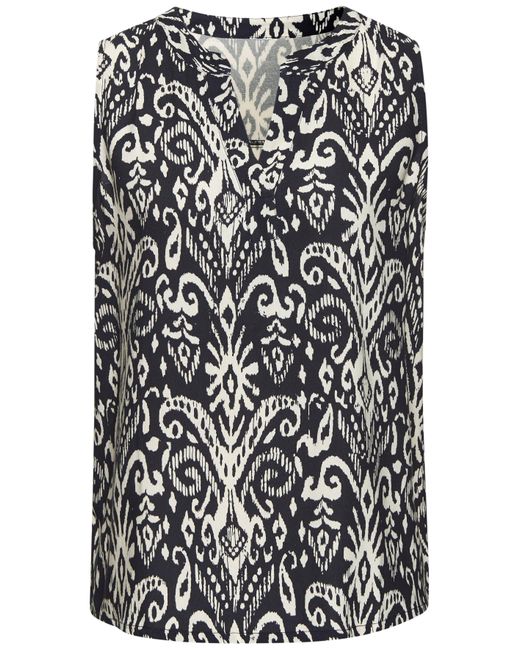 vivance active Black Blusentop mit V-Ausschnitt und Ethnomuster, Boho-Style, Blusenshirt, bluse