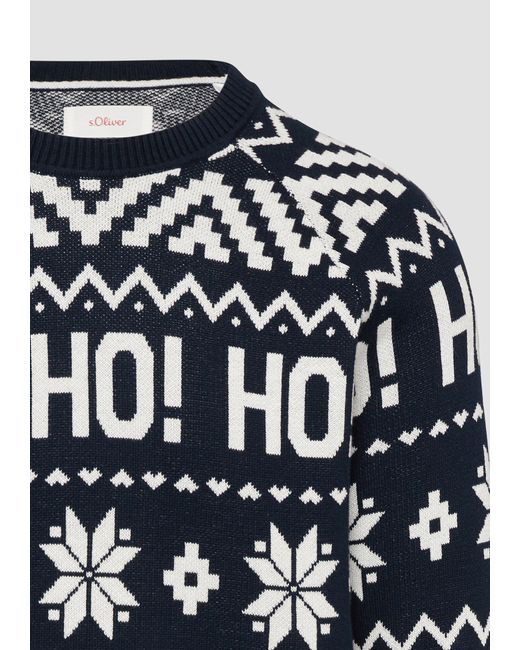 S.oliver Strickpullover Weihnachtspullover aus Baumwolle in Blue für Herren