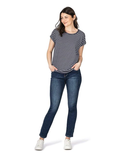 DENIMFY Blue T-Shirt Top DFSophie Regular Fit (1-tlg) kurzarm Sommershirt mit Rundhalsausschnitt