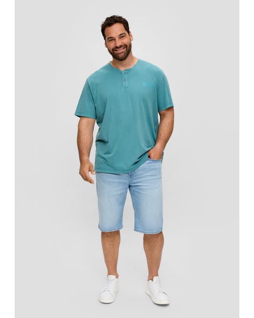 S.oliver Kurzarmshirt T-Shirt mit und Henley-Ausschnitt Garment Dye in Blue für Herren
