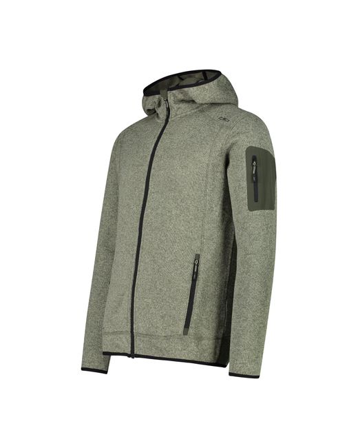 CMP Fleecejacke Knitted Fix Hood Jacket 3H60847N in Green für Herren