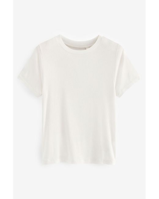 Next White Superweiches, geripptes T-Shirt aus Lyocell (1-tlg)