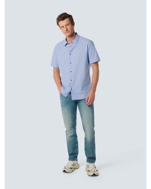 No Excess Kurzarmhemd Shirt Short Sleeve 2 Tone With Line in Blue für Herren