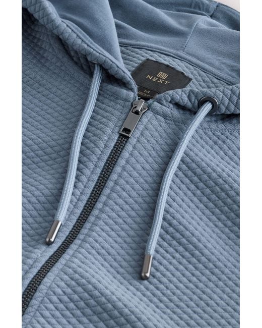 Next Kapuzenpullover Strukturierte Kapuzenjacke mit Reißverschluss (1-tlg) in Blue für Herren