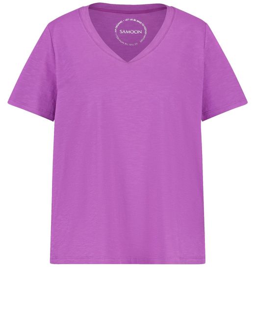Samoon Purple Kurzarmshirt V-Shirt aus Bio-Baumwolle