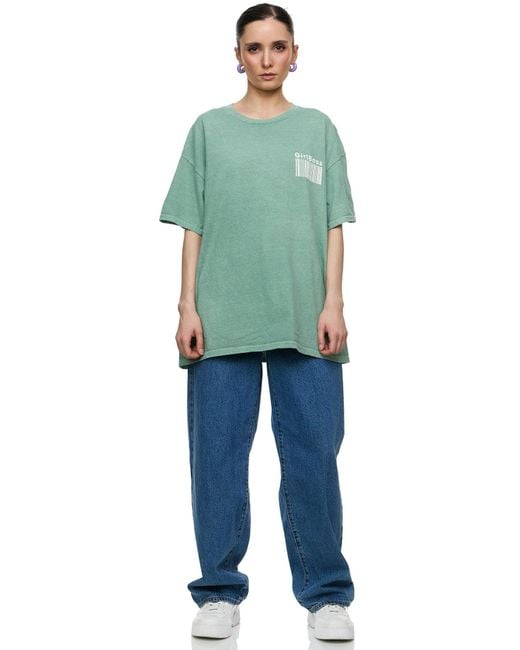 Worldclassca Green Oversized Print GIRL BOSS T-Shirt lang Sommer Oberteil