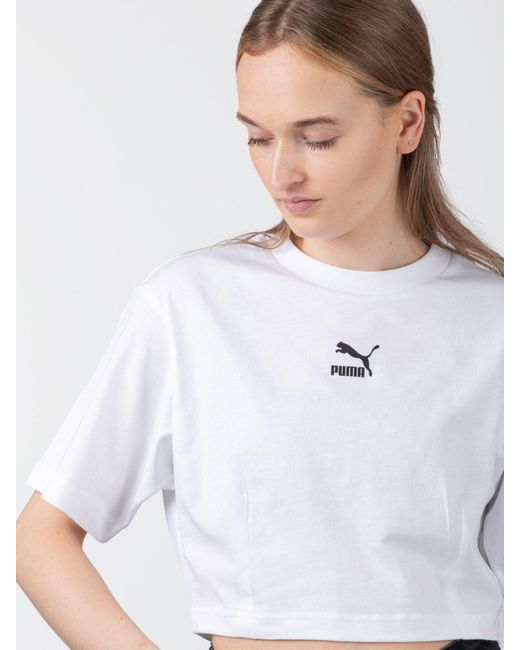 PUMA White T-Shirt DARE TO Cropped Relaxed Tee