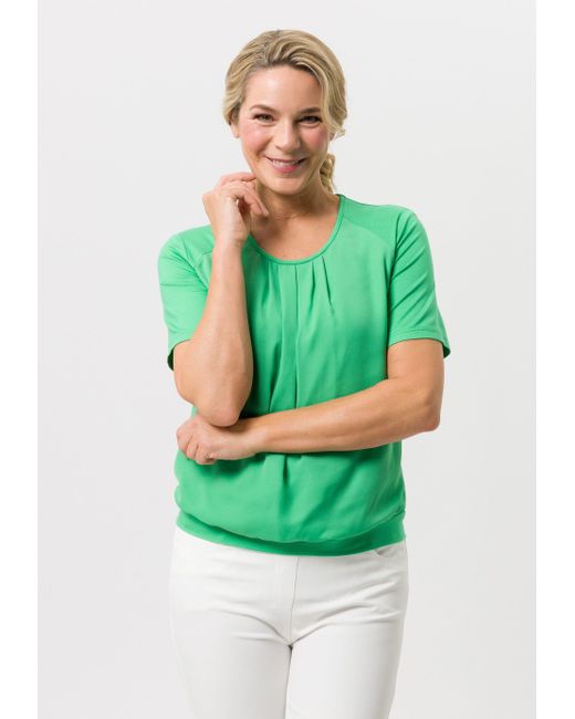 FRANK WALDER Green Blusenshirt mit modischer Faltenpartie vorne
