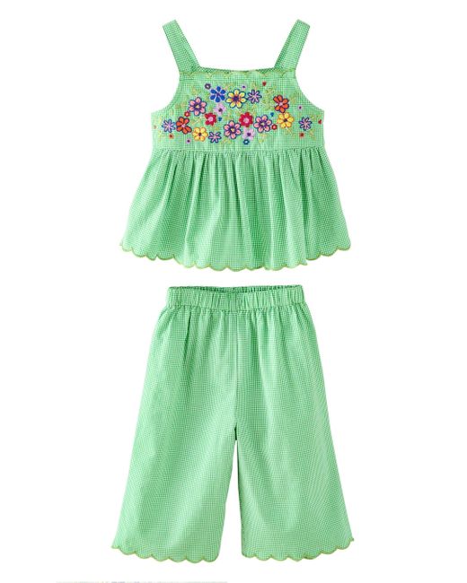 Next Green Top & Bestickte Bluse und Hose im Kombi-Set (2-tlg)