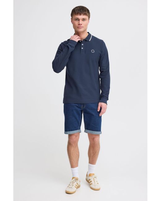 Solid Poloshirt SDHANGOR Casual langarm Polohemd in Blue für Herren