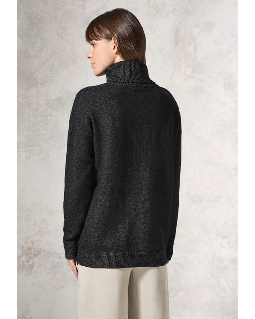 Cecil Black Rollkragenpullover aus softem Materialmix