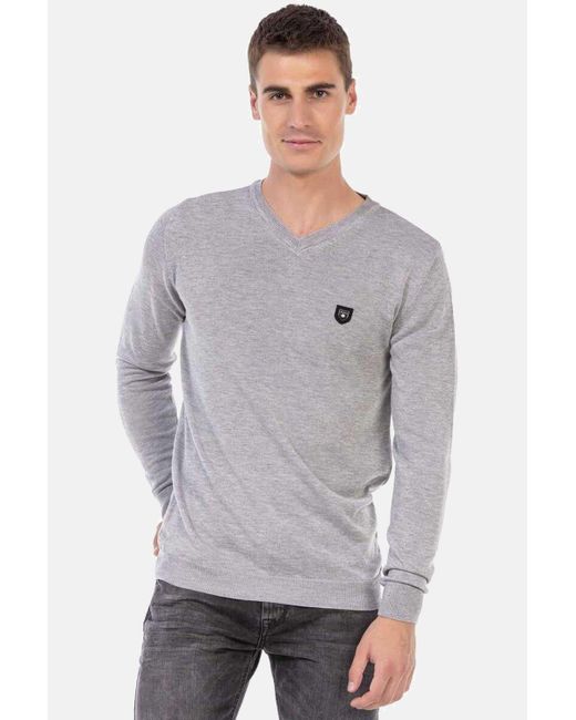 Cipo & Baxx Pullover mit V-Ausschnitt, CP242 in Gray für Herren