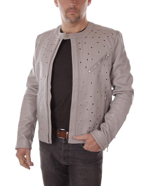 DIESEL Lederjacke in Gray für Herren