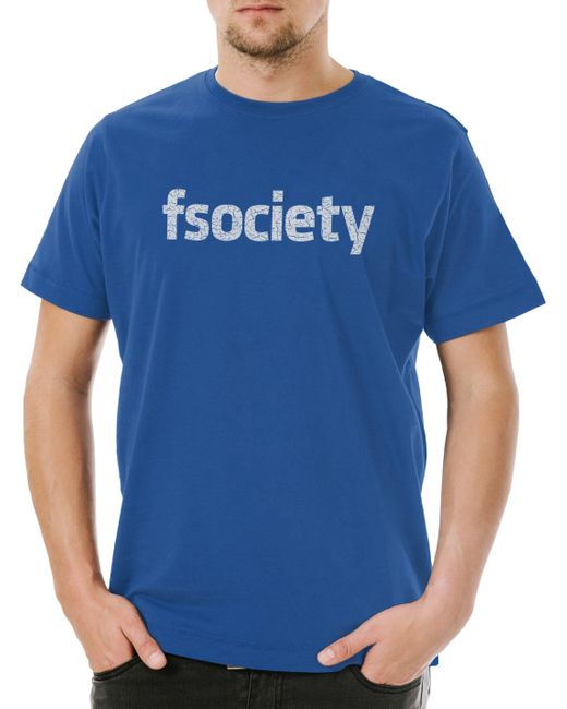 Urban Backwoods Print- fsociety T-Shirt Royalblau Größe M (1-tlg) Cyber Security IT Nerd in Blue für Herren