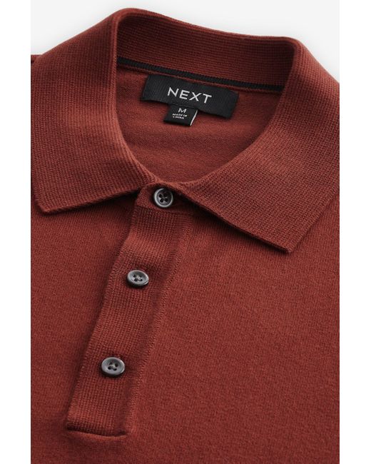 Next Polokragenpullover Langärmeliges Regular Fit Poloshirt aus Strick (1-tlg) in Red für Herren
