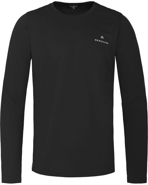 Bergson BENO Langarm T-Shirt, Pique, schnelltrocknend, pflegeleicht, Normal in Black für Herren