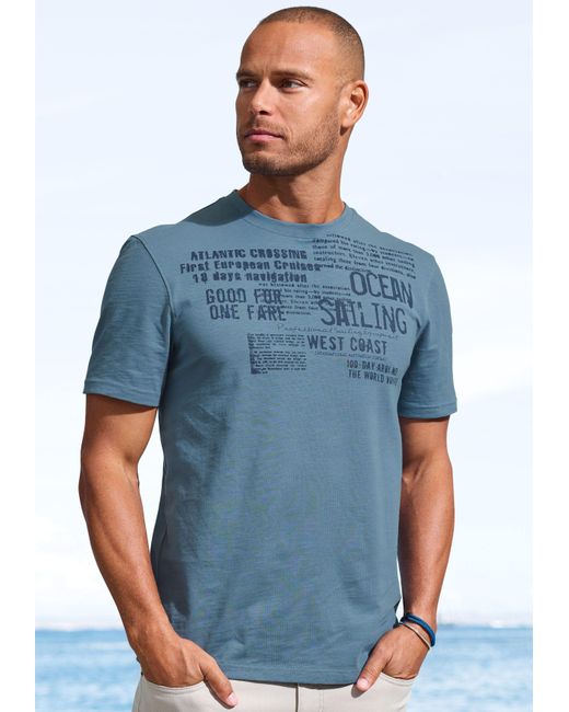 John Devin Shirt Regular-Fit, aus Slub-Qualität, mit Print in Blue für Herren