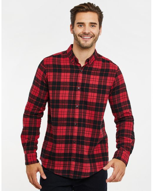 Threadbare Langarmhemd (1-tlg) mit klassischem Karo-Muster in Red für Herren