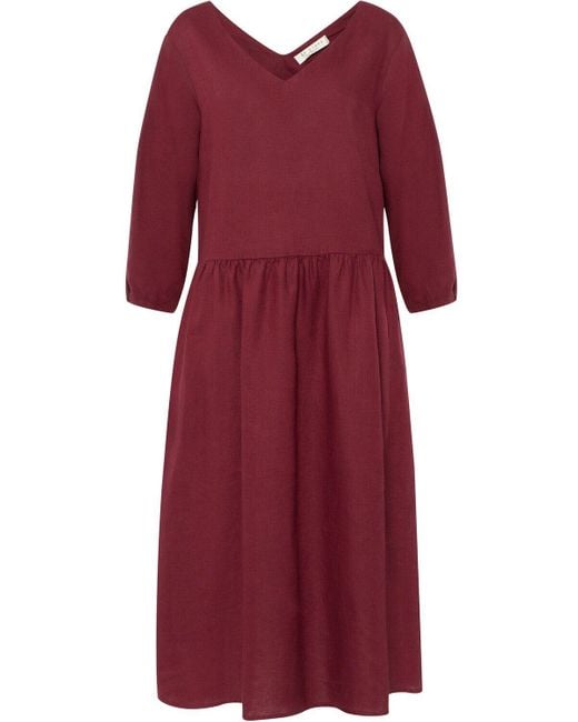 IN LINEA Red Leinen-Maxikleid