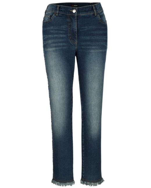 MIAMODA Blue Röhrenjeans Jeans Slim Fit Ziernieten 5-Pocket