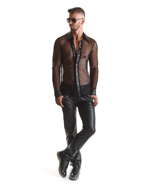 Regnes Fetish Planet Langarmhemd -Hemd in schwarz in Black für Herren