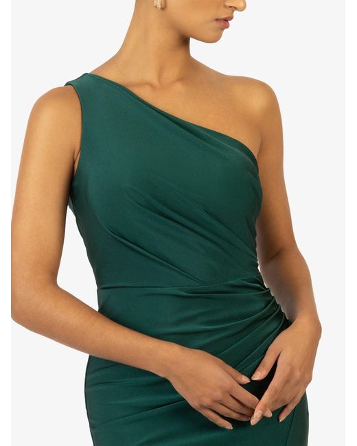 Kraimod Green Abendkleid mit Drapierung und One-Shoulder-Design