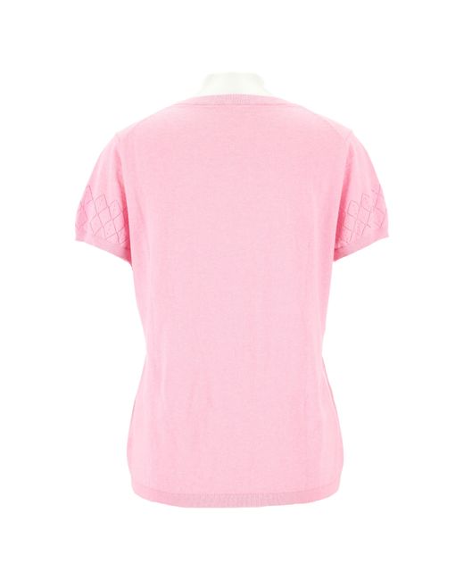 halsüberkopf Accessoires Pink Kurzarmshirt mit Ajourmuster Uni