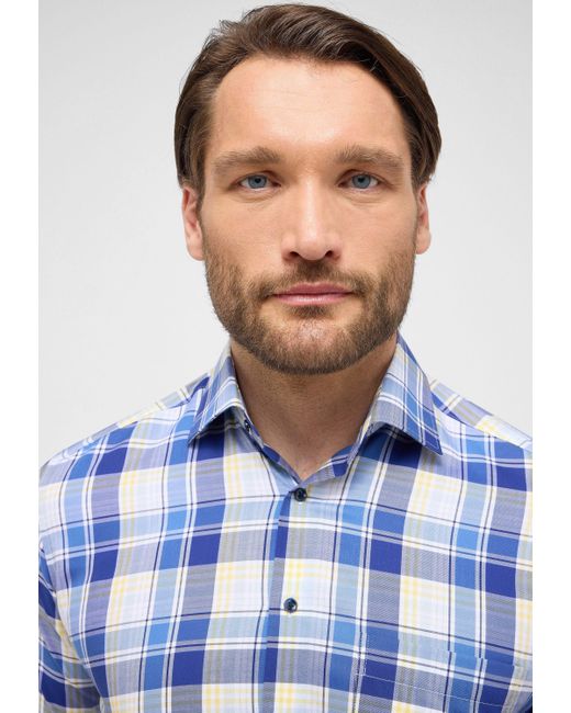 Eterna Langarmhemd COMFORT FIT NON IRON (bügelfrei) in Blue für Herren