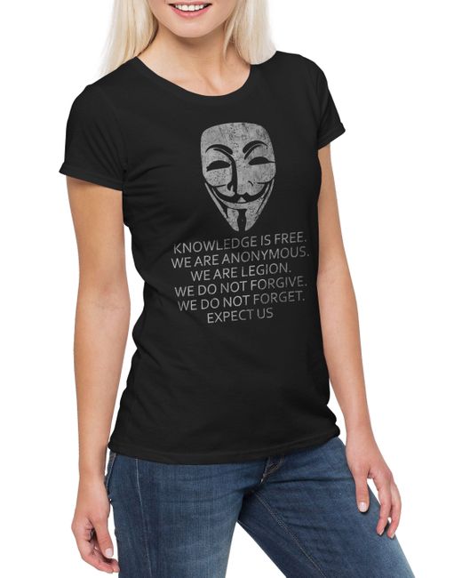 Urban Backwoods Black Print-Shirt Knowledge Is Free T-Shirt Fun Nerd Geek Sci-Fi Dystopie Utopie