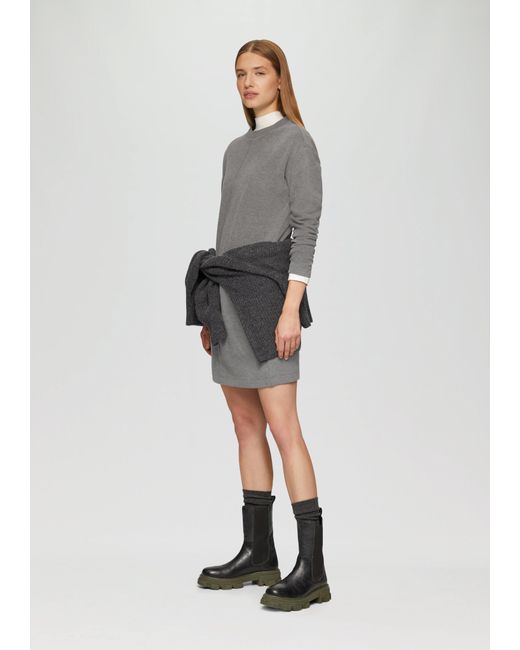 S.oliver Gray Minikleid Weiches Sweat-Kleid mit Ziernaht Rippblende