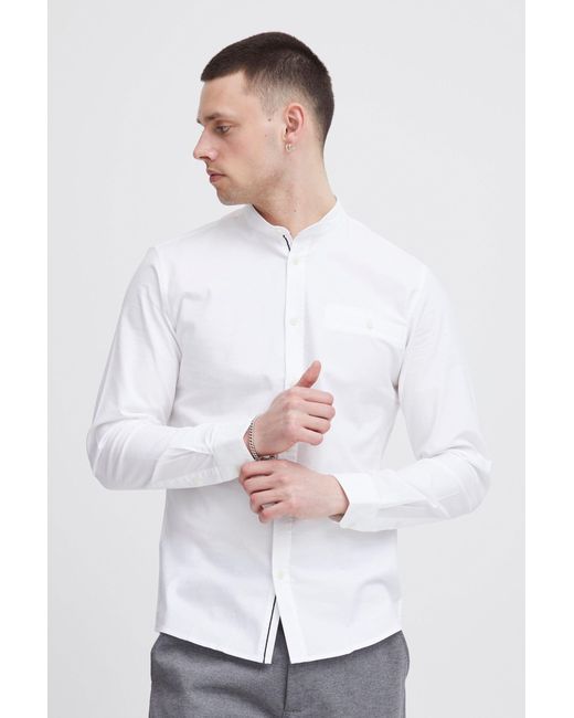 Solid Langarmhemd SDAllion Hemd mit Knopfleiste in White für Herren