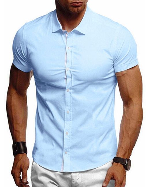 JMIERR Businesshemd Hemd Freizeithemd Business Formales Sommerhemd in Blue für Herren