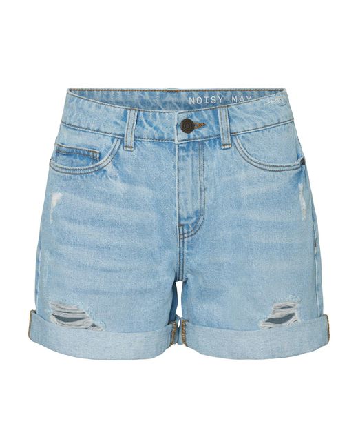 Noisy May Blue Jeansshorts Sommerliches Design mit Distressed-Details und Umklappsaum NMSMILEY NW DEST SHORTS VI062LB NOOS