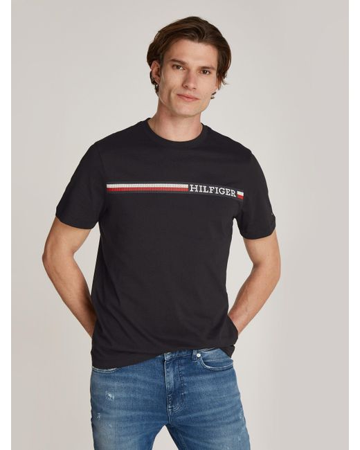 Tommy Hilfiger T-Shirt CHEST STRIPE TEE in Black für Herren