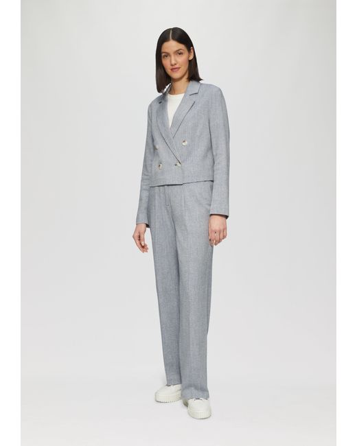 S.oliver Gray Jackenblazer Kurzer Twill-Blazer aus Baumwollmix