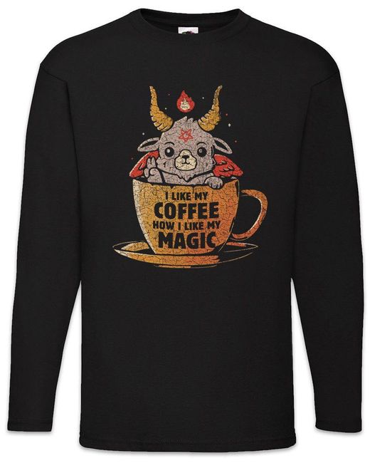Urban Backwoods Langarmshirt Magic Coffee Langarm T-Shirt Fun Geek Nerd Science Scientist Kaffee in Black für Herren