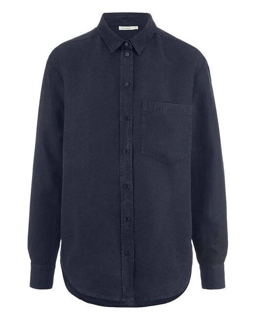 HESSNATUR Blue Klassische Bluse Relaxed weichem aus TM Lyocell mit Leinen (1-tlg)
