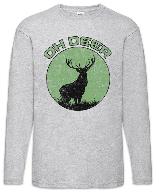 Urban Backwoods Langarmshirt Oh Langarm T-Shirt Dear Hirsch Reh Jagd Jäger Bär Geweih Deer in Gray für Herren