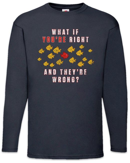 Urban Backwoods Langarmshirt What If You' Right And They're Wrong Langarm T-Shirt in Blue für Herren