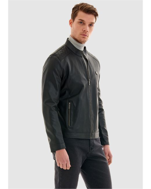 Pierre Cardin Lederimitatjacke in tollem Leder-Design in Black für Herren