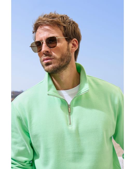 John Devin Langarm, Sweatshirt mit Reißverschluss am Stehkragen in Green für Herren
