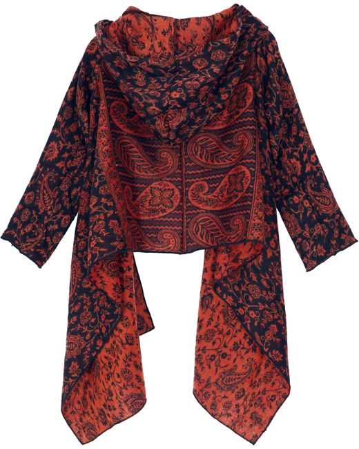 Guru-Shop Red Langjacke Offener Boho Cardigan, plus size Jacke mit.. Ethno Style, alternative Bekleidung
