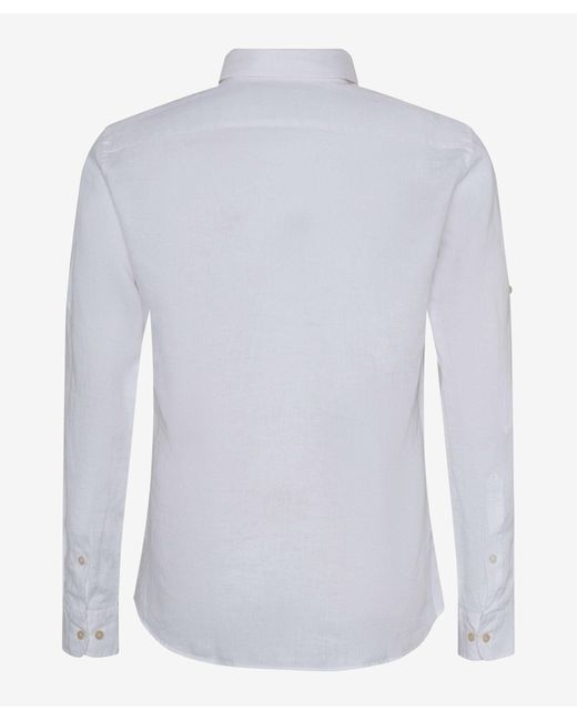 Brax Langarmhemd 44-3508 Leinenhemd in White für Herren