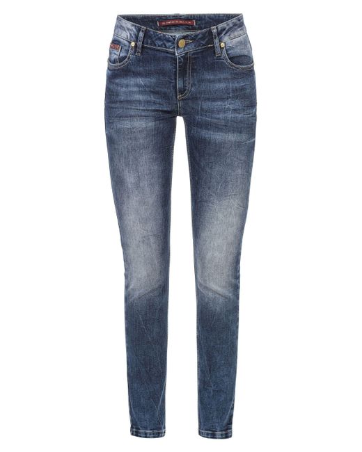Cipo & Baxx Blue Slim-fit- Jeans Mit cooler Used-Waschung, WD461