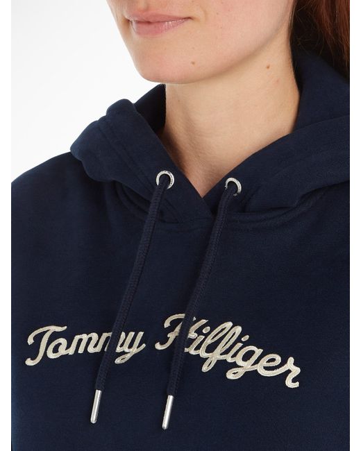 Tommy Hilfiger Blue Kapuzensweatshirt IM REG HOODIE mit Script Logo-Schriftzug