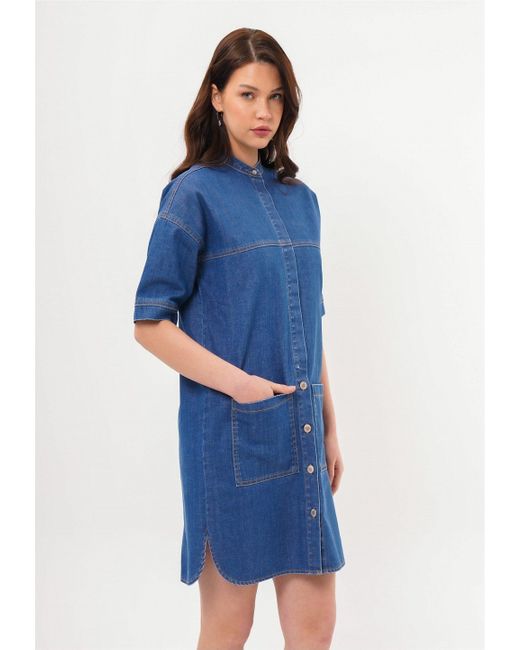 FRESHLIONS Blue Jeanskleid Josy mit durchgehender Knopfleiste