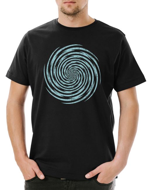 Urban Backwoods Print- Spiral Lightning T-Shirt Spirale Hypnose Kreisel Kreis in Black für Herren
