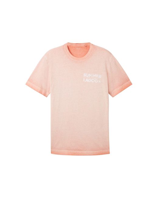 Tom Tailor Kurzarmshirt garment dye t-shirt in Pink für Herren